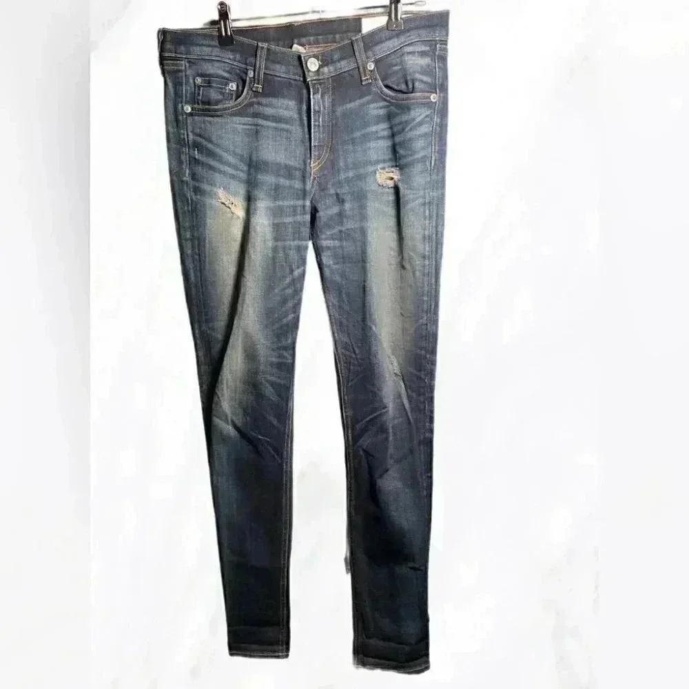 Rag and bone “skinny” Sheffield casual trendy distressed 5 pocket denim jean 27 - Picture 2 of 4